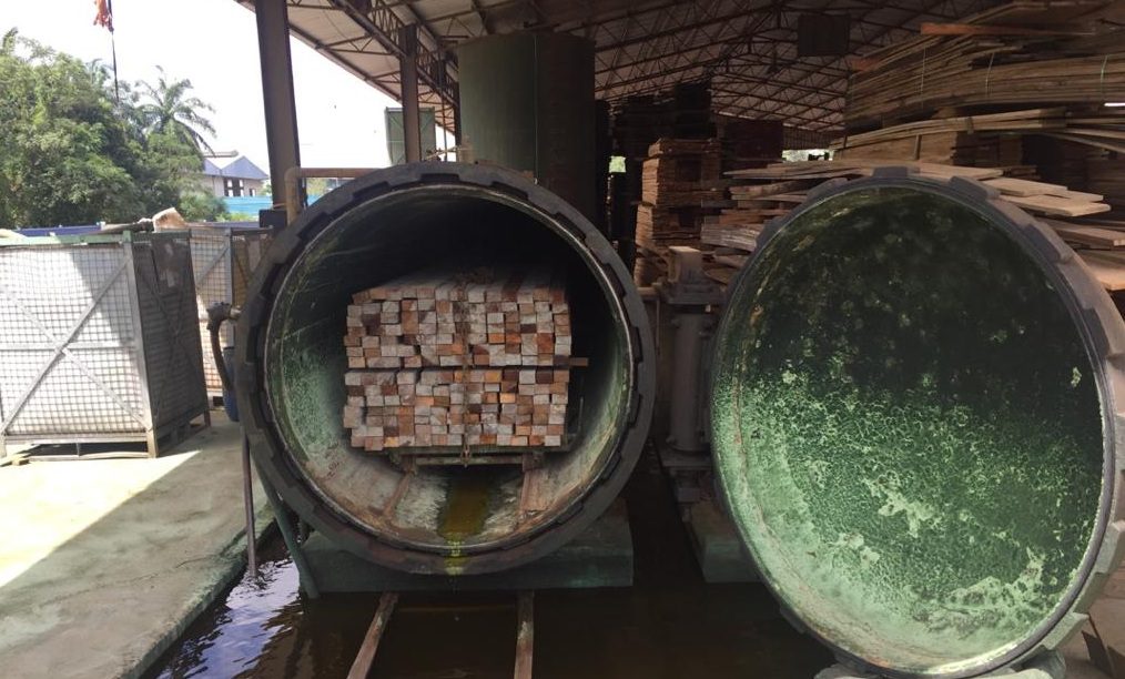 Tanalised wood treatment facility at Mbakwood Cameroon