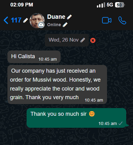 MbakWood hardwood customer testimonial