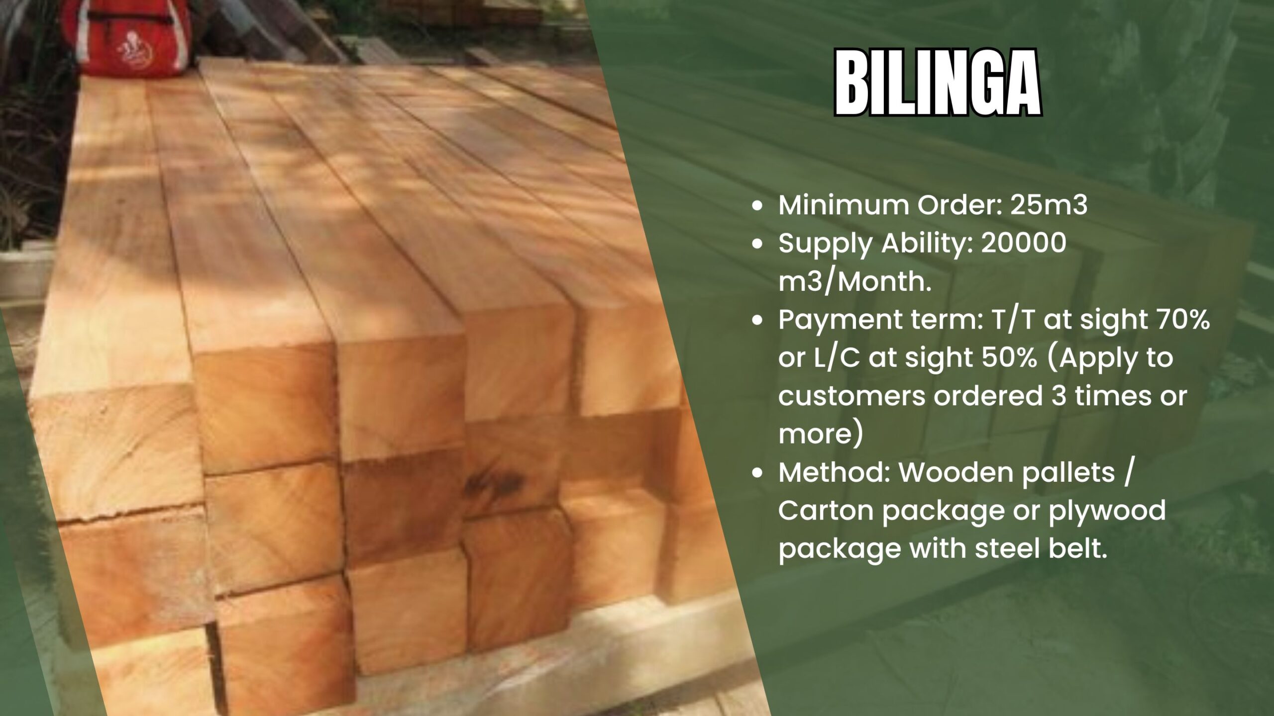 bilinga hardwood timber fob douala